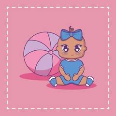 baby shower card with little girl and balloon