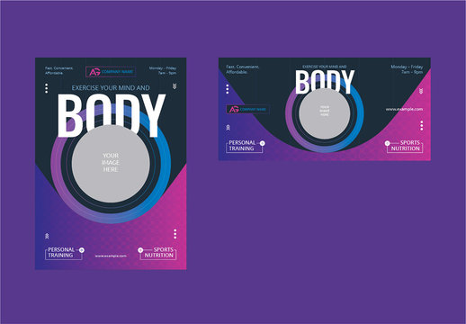 Flyer Layout with Purple Gradient Accents