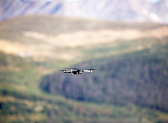 Fototapeta na wymiar Flying drone in Rocky Mountains, Colorado