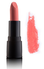 Color lipstick with smudged stroke isolated
