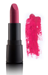 Color lipstick with smudged stroke isolated