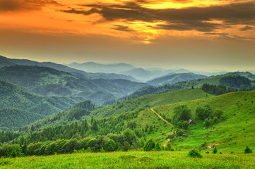 HDR landscape with mountains and clouds Karpatians