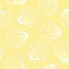 white seashells on a yellow background sea ocean shell pattern seamless vector