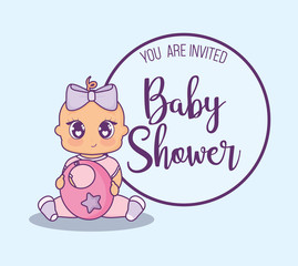 baby shower card with little girl