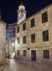 Dubrownik at night in Croatia, Europe