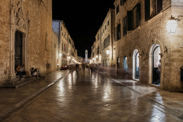 Dubrownik at night in Croatia, Europe