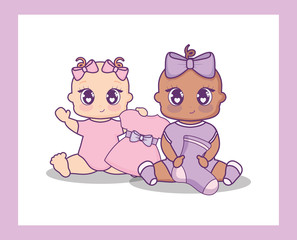 baby shower card with little girls