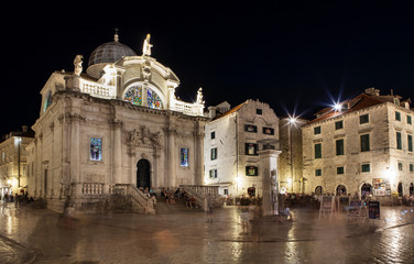Dubrownik at night in Croatia, Europe