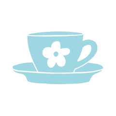 Cups mug flower hand drawn style vector doodle design illustrations set