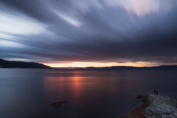 Fototapeta na wymiar Sunset by the fjord.