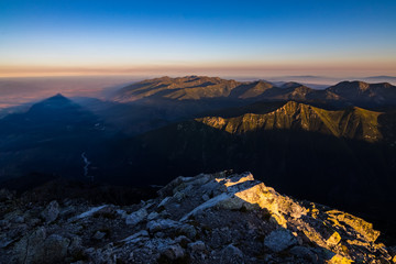 Sunset/sunrise series from the top of spectacular mountain called Krivan in High Tatras, Slovakia. 