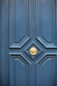 Classic Blue Doors in Paris, France, close up