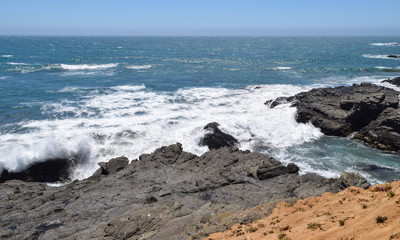 Waves crashing in high surf on the N. California coast