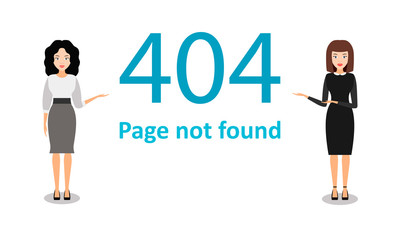 Page 404 with people. Web error or not found page, vector.