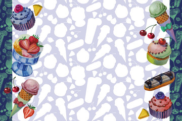 Beautiful cards. Hand drawn watercolor sweets and cakes