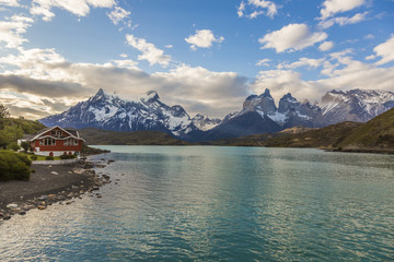 View on Cerro Paine Grande and Lago Pehoe in Patagonia