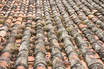 Characteristic red tiles in the old, medieval, Portuguese town of Obidos