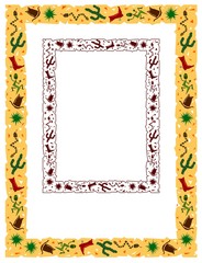 Cowboy border design, with boots, cactus, hat, and bonus outline only version
