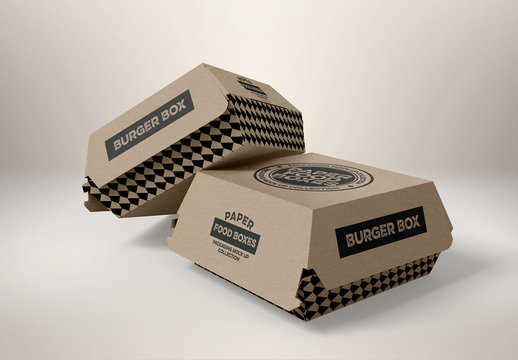 2 Stacked Takeout Food Boxes Mockup