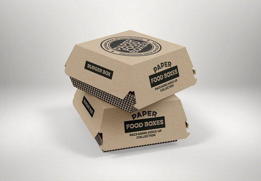 2 Stacked Takeout Food Boxes Mockup