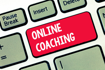 Handwriting text writing Online Coaching. Concept meaning Learning from online and internet with the help of a coach.