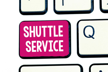 Word writing text Shuttle Service. Business concept for vehicles like buses travel frequently between two places.