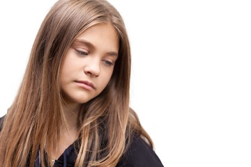 Fototapeta premium Portrait of a Young Girl Thinking / Sad