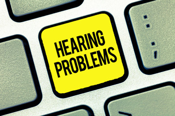 Text sign showing Hearing Problems. Conceptual photo is partial or total inability to listen to...