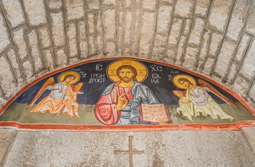 Old religious painting on the wall