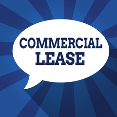 Writing note showing Commercial Lease. Business photo showcasing refers to buildings or land intended to generate a profit.