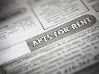 Apartment rental listing in a local flyer or newspaper