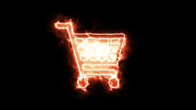 the animation of sign of the store purchases in a yellow energy aura