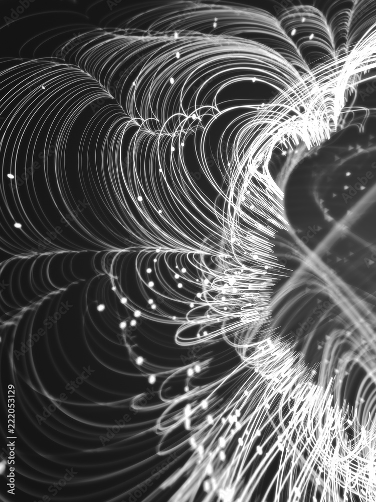 Poster Magic wavy rings with on a dark background. 3d rendering