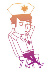 Obraz premium Police officer cartoon rainbow lines