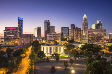 Fototapeta na wymiar Charlotte North Carolina downtown city skyline