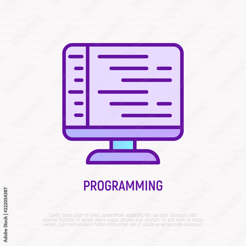 Wall mural programming thin line icon. modern vector illustration of wed page development.