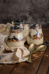 Yogurt parfait with blueberry and granola