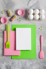 Cooking baking for kids flat lay background