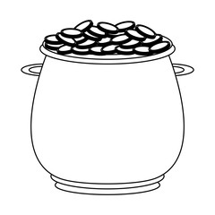 Pot with coins in black and white