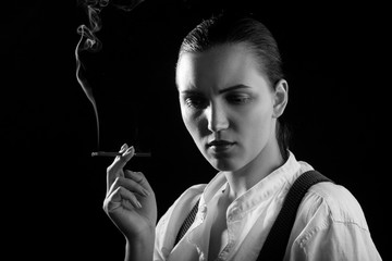 Fototapeta premium woman smoking cigarette