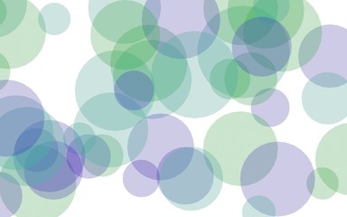 Multicolored translucent circles on a white background. Green tones. 3D illustration