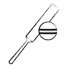 Cricket bat and ball sketch