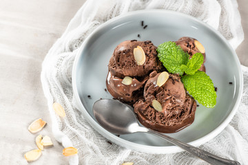 Plate of chocolate ice cream