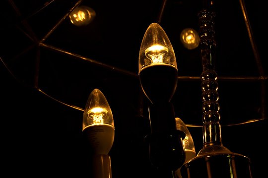 chandelier light bulbs in the dark
