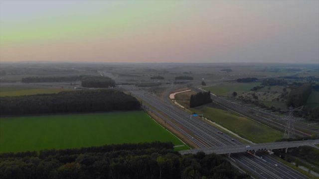 Aerial view over the highway, A15 Bemmel, GLD