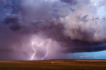 Obraz na płótnie Canvas Lightning and dramatic stormy sky.