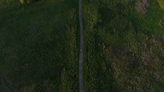 Bicycle in bird eye view in Liverpool park.