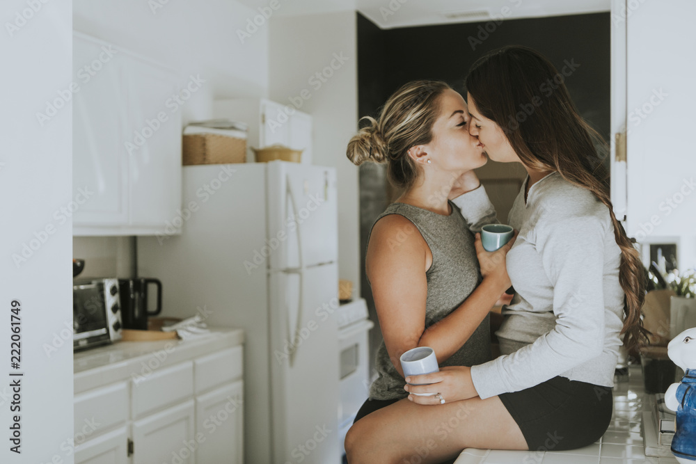 Sticker Lesbian couple in the kitchen