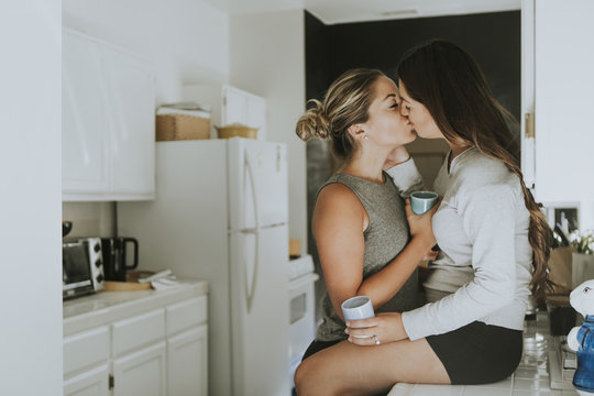 Lesbian couple in the kitchen