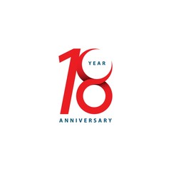 18 Year Anniversary Vector Template Design Illustration